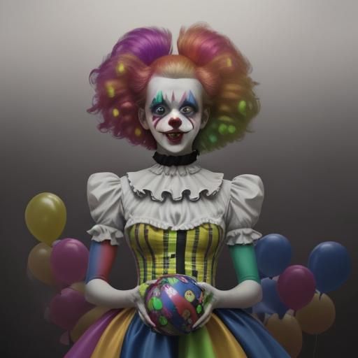 Female Clown With Male Clown Lime Green Blue Bright Crazy Eyes Gothic 