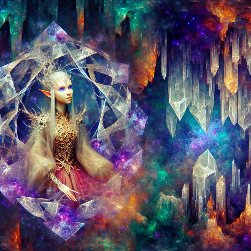 Elven princess encased in a crystal prison AI Generated Artwork NightCafe Creator