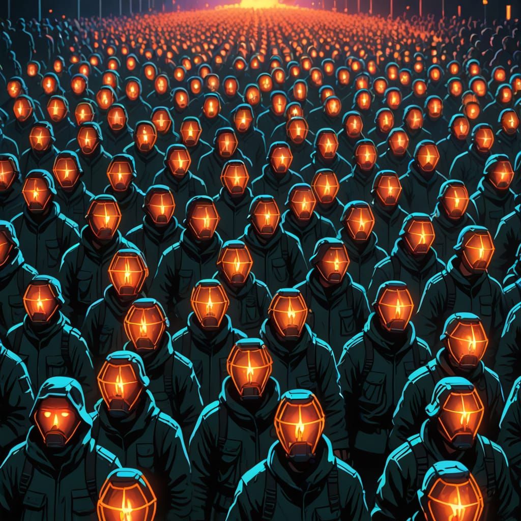 United People Form Grenade Shape in Digital Art