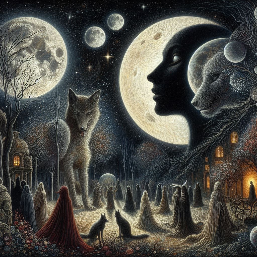 Poème de René Char Lunes et nuit, vous êtes un loup de velours noir, village, sur la veillée de mon amour