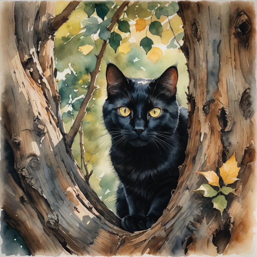 Watercolor Cat  by @The Cat Collector