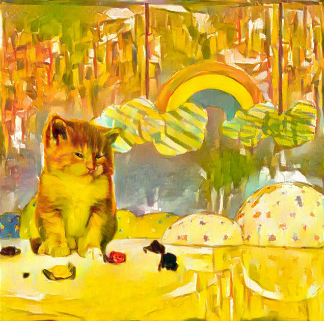Kitten in painted land