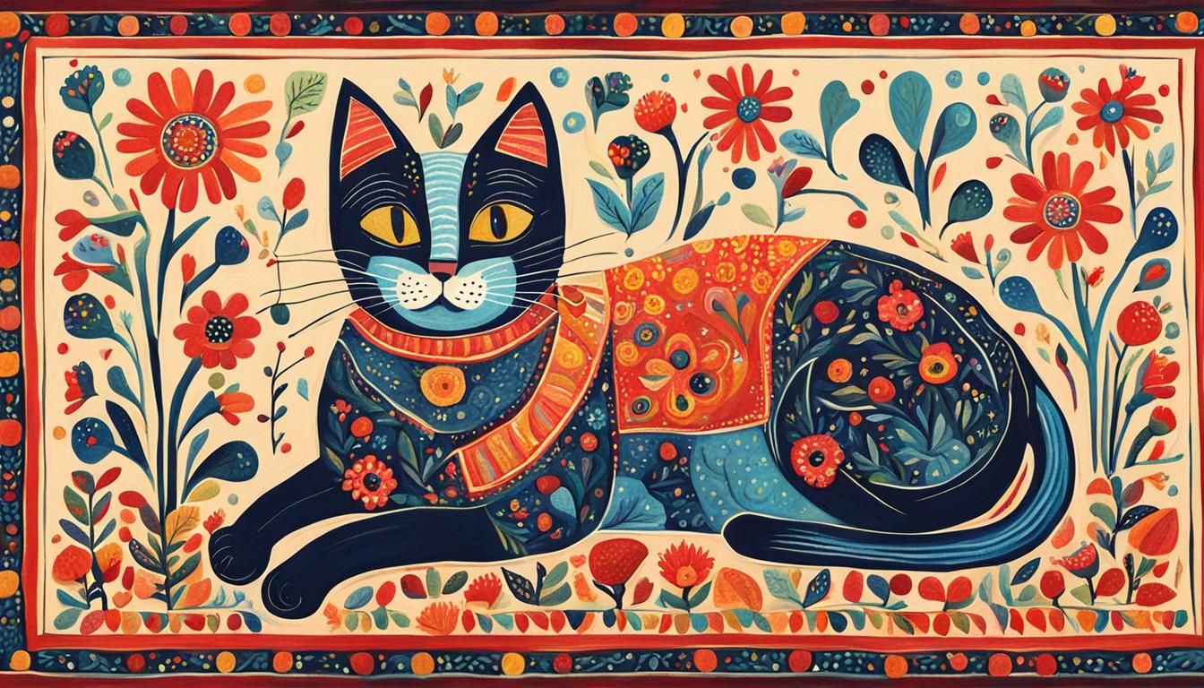 One cat art folk
