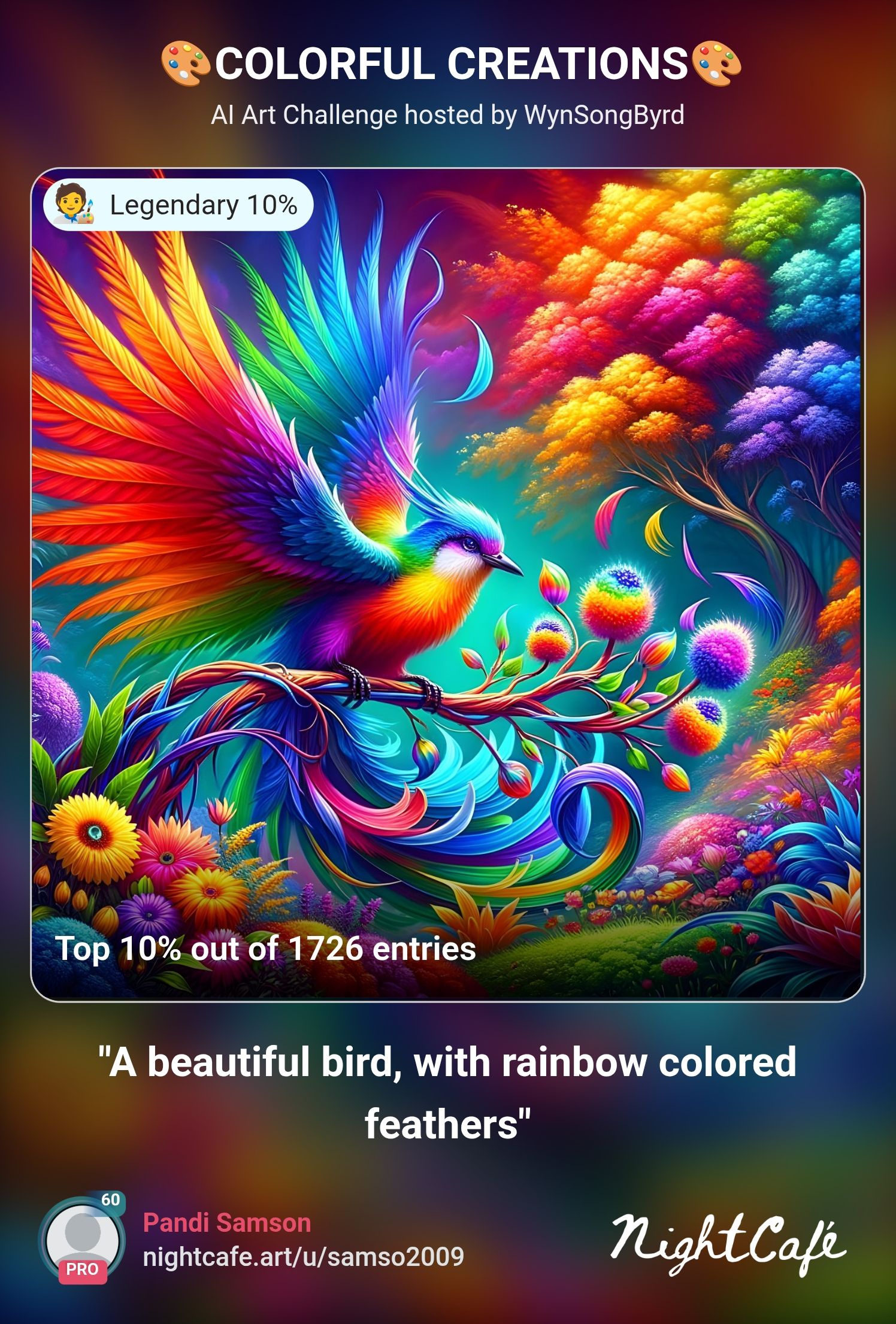 A beautiful bird with rainbow colored feathers