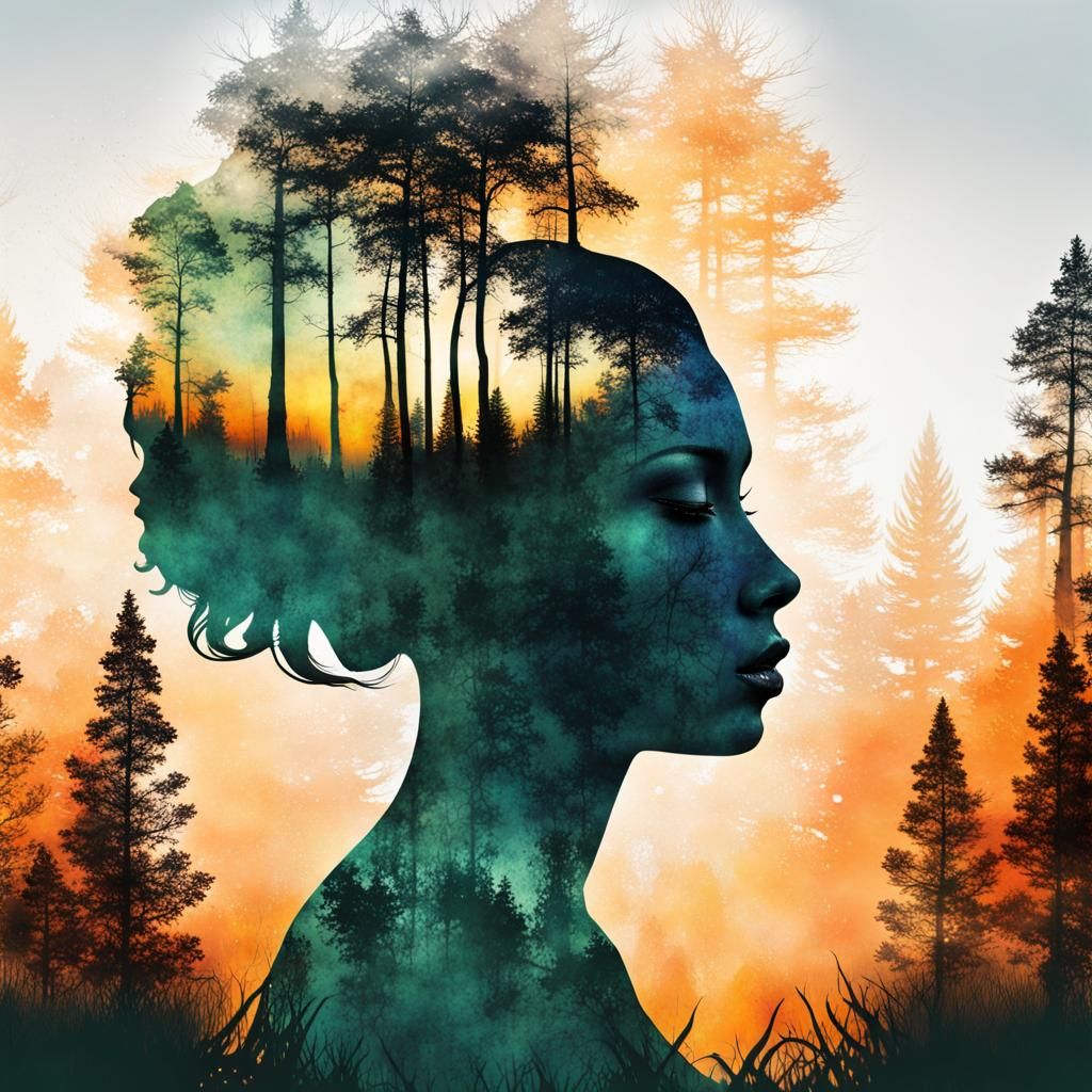 Double exposure, Forest woman   by @Drivers