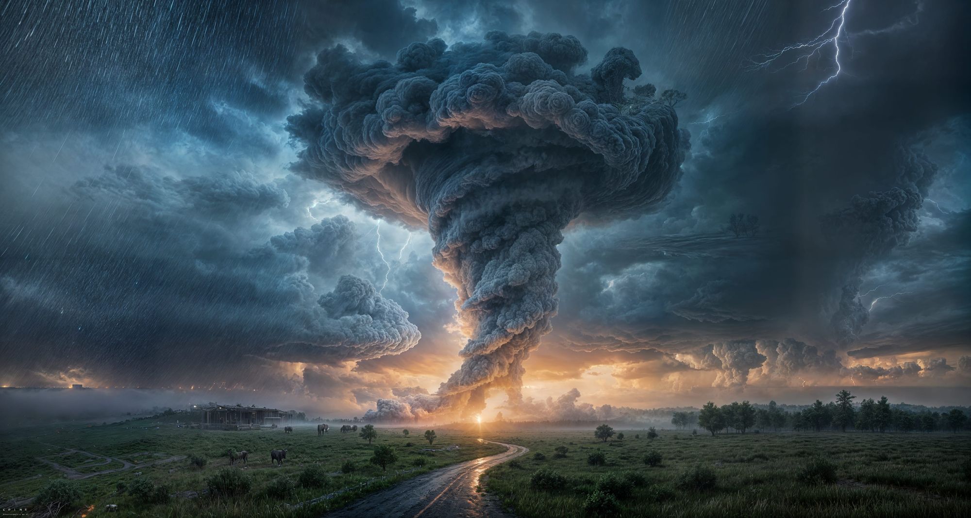 5 mile wide tornado rain wrapped and spining