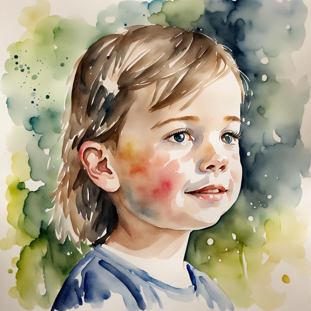 Watercolour portrait of child