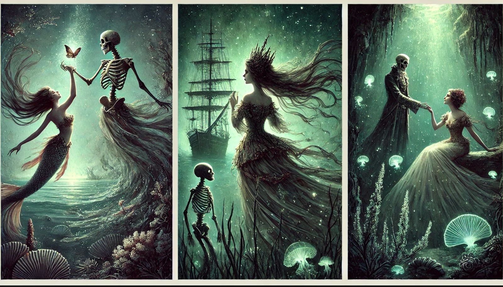 Triptych Ethereal mermaid