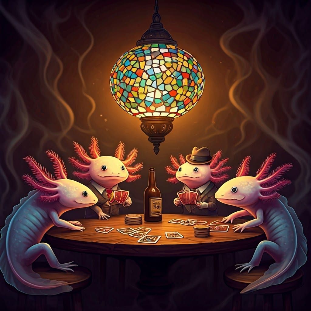 Axolotl poker faces  by @Allison