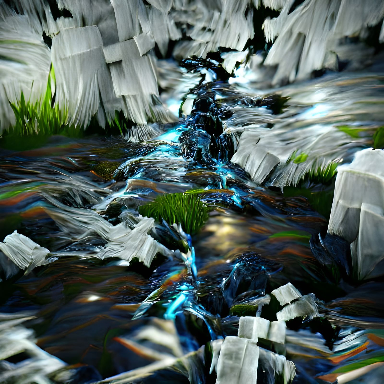 River of Artificial Rendered Water