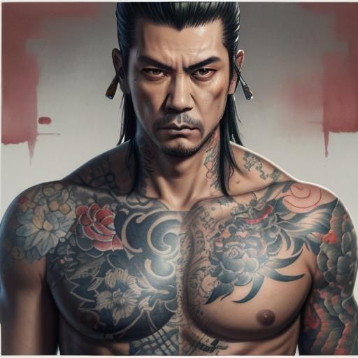 Yakuza with lots of tattoos