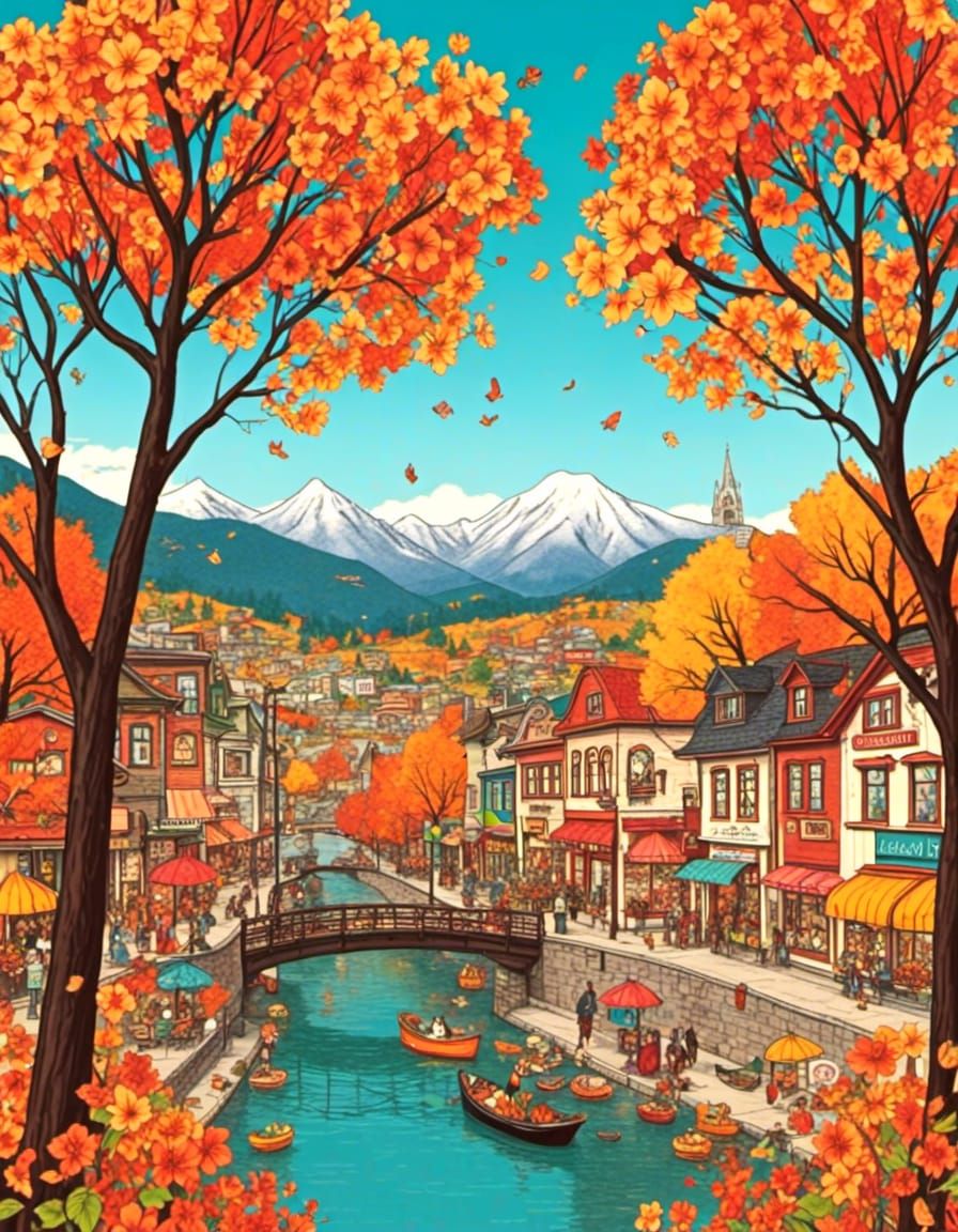 Beautiful Autumn cityscape <lora:Whimsical portraits:1.0> cute