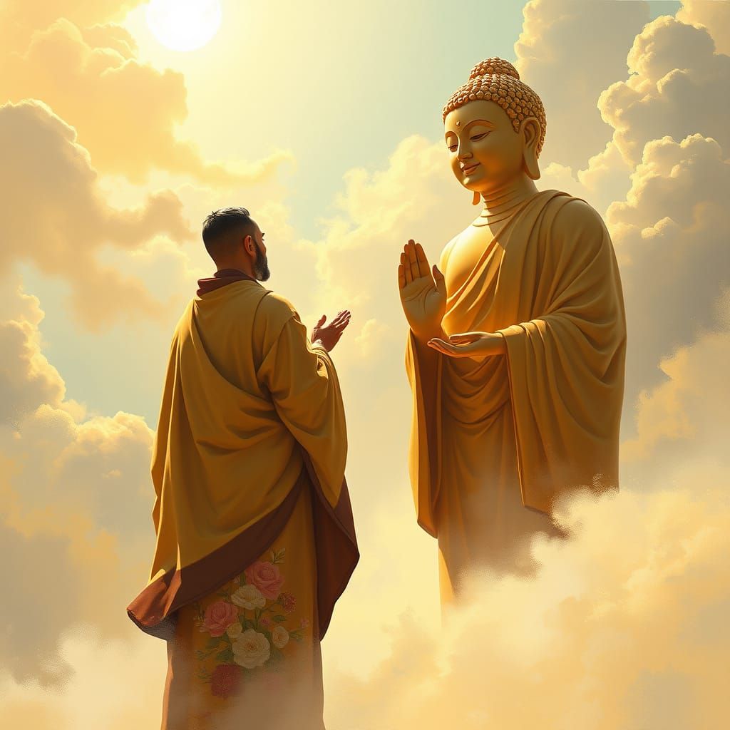 Subhuti and Buddha in Contemplation, Digital Art