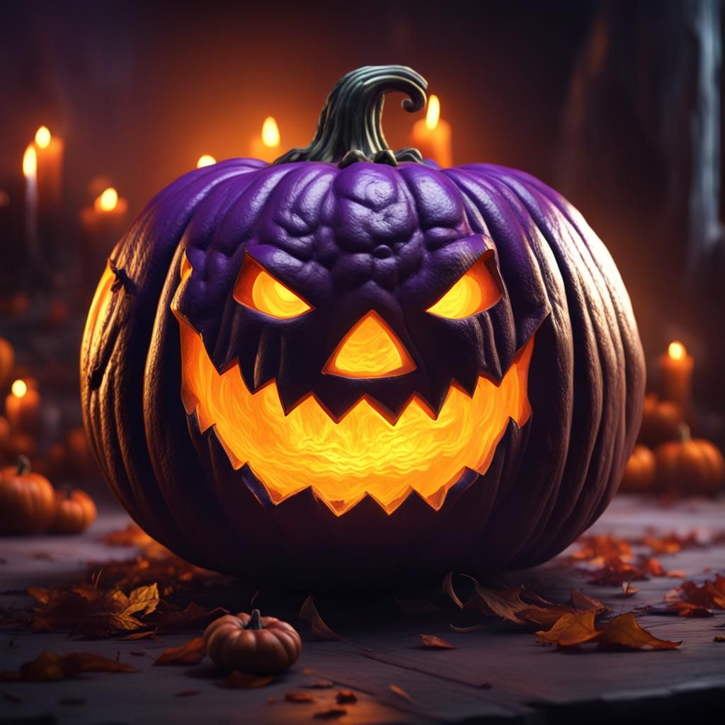 Purple Carved Pumpkin