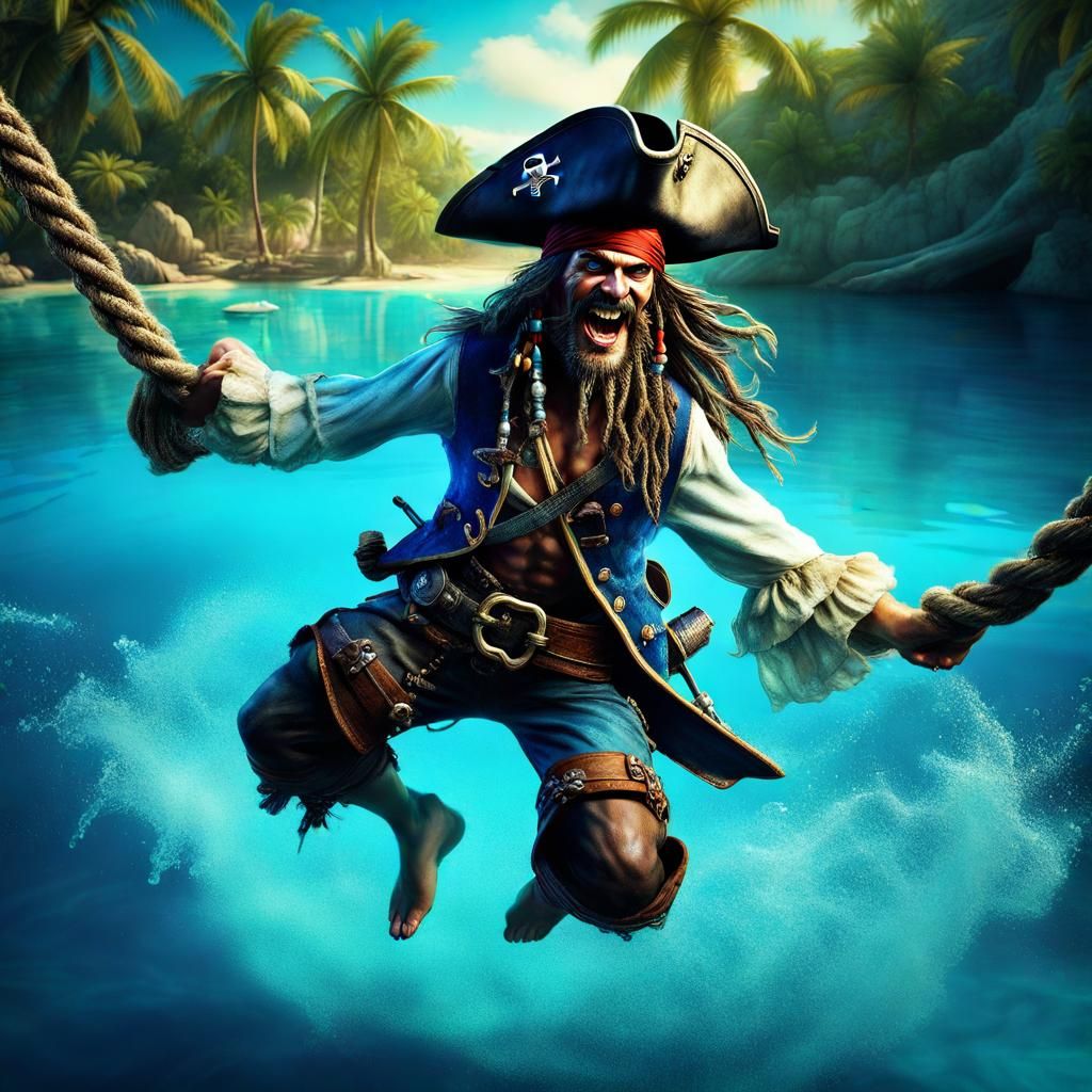 CANON BALL! - Pirate Jumps into a Hidden Lagoon - AI Generated Artwork ...