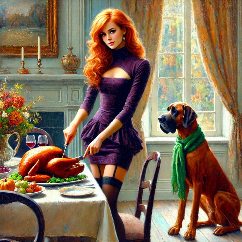 "Naughty" Daphne and Scooby want to wish all in the USA, "Happy Thanksgiving!"