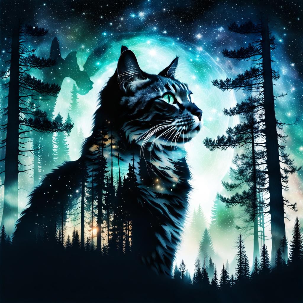 Double exposure kitty  by @River Aquarius