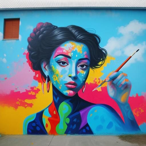 Acrylic Mural Art of a Woman