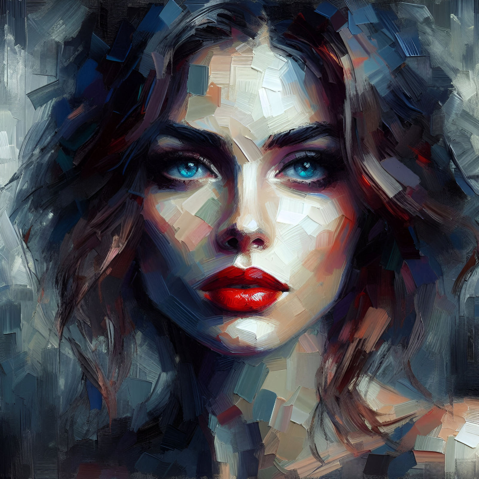 Brunette portrait (blue eyes) - AI Generated Artwork - NightCafe Creator