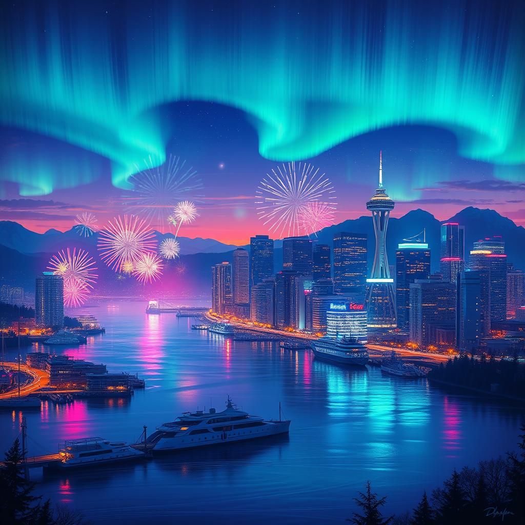 The Night Skyline Of Vancouver Canada!  by @Kimber