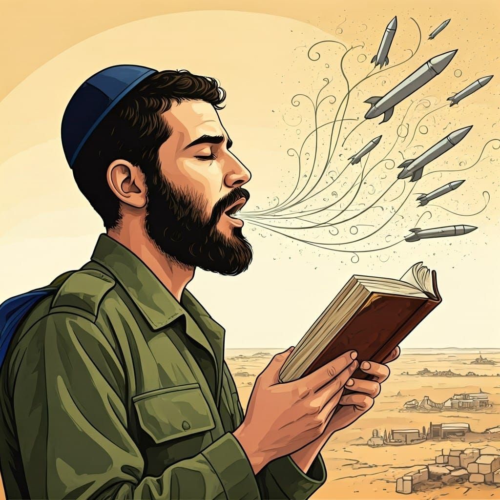 Symbolic Hasidic Soldier Prays for Peace Amidst Gaza Conflic...