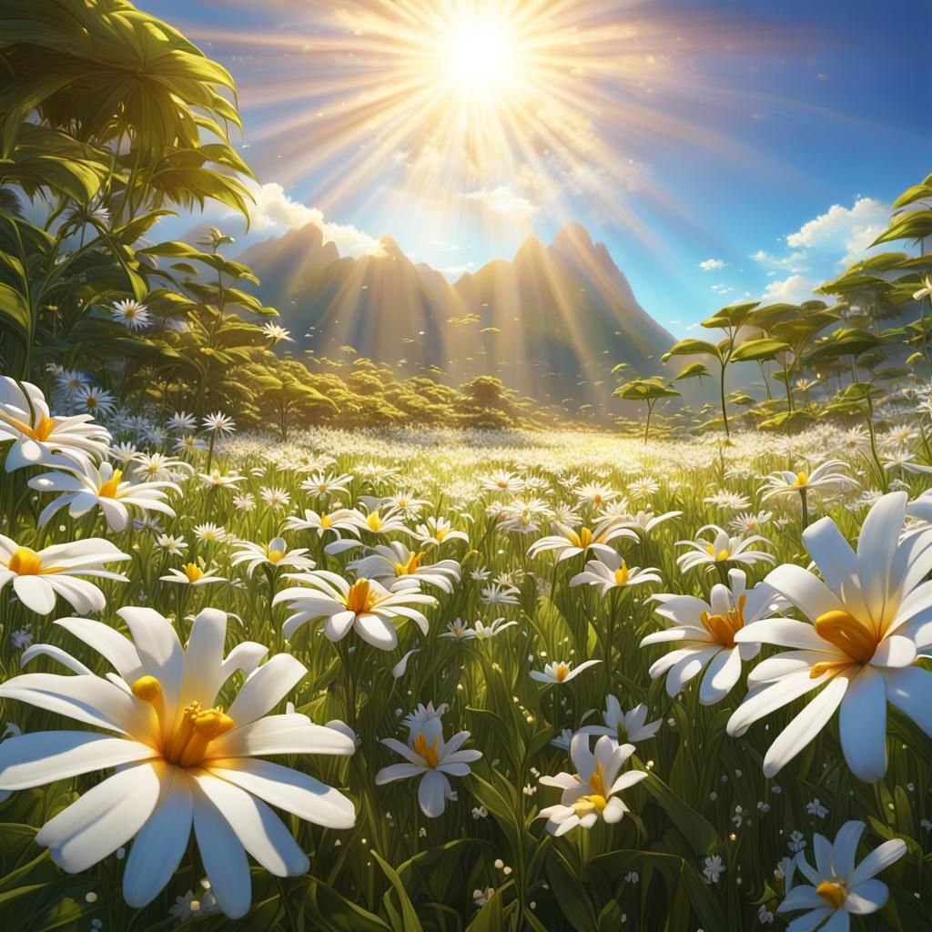 A Sunny Field of Flowers  by @The_Borrower_s_Treasure