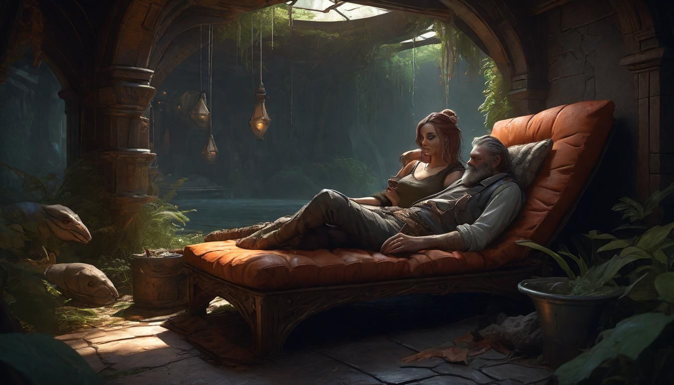 Roy and Megan find a cozy little spot to just lay back and r...