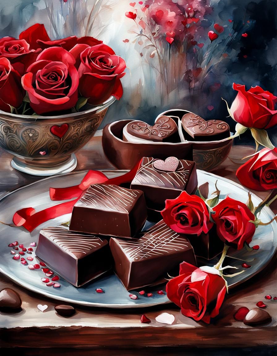  Valentine's day Chocolates and red rose  by @Monarch 