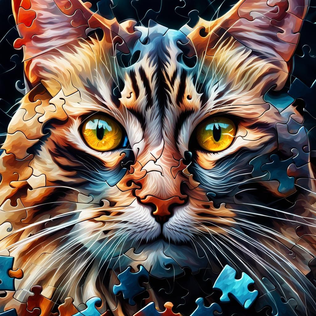 Feline Puzzle - AI Generated Artwork - NightCafe Creator