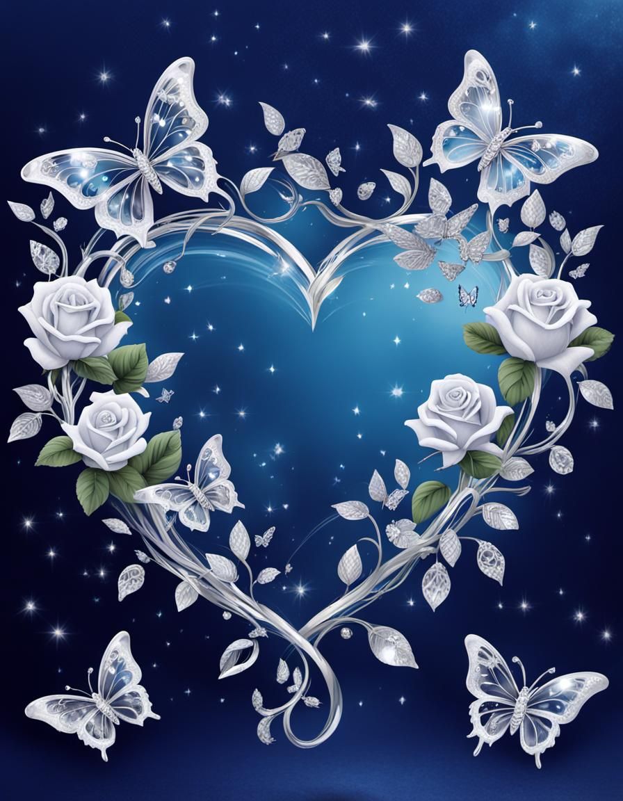 crystal clear heart and roses