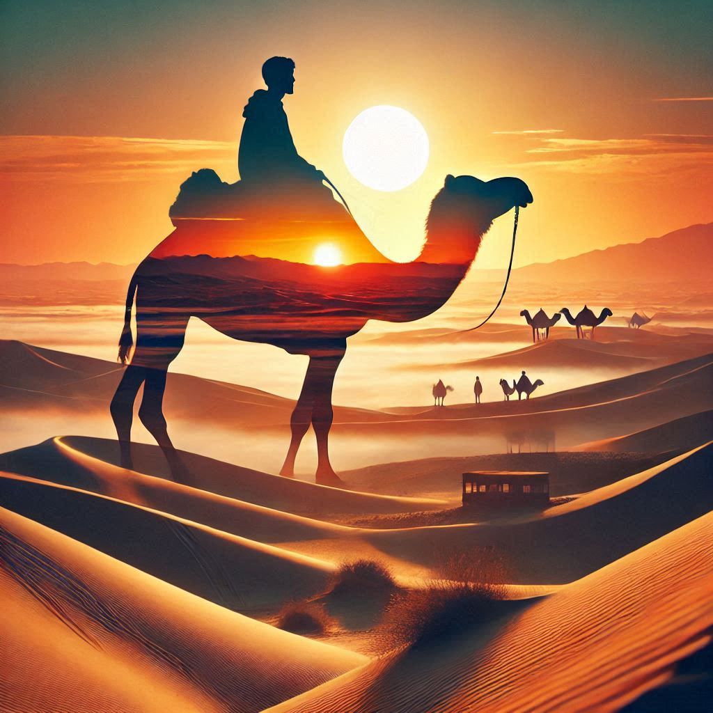 double exposure beautiful fantasy DALL-E 3 portrait landscape..