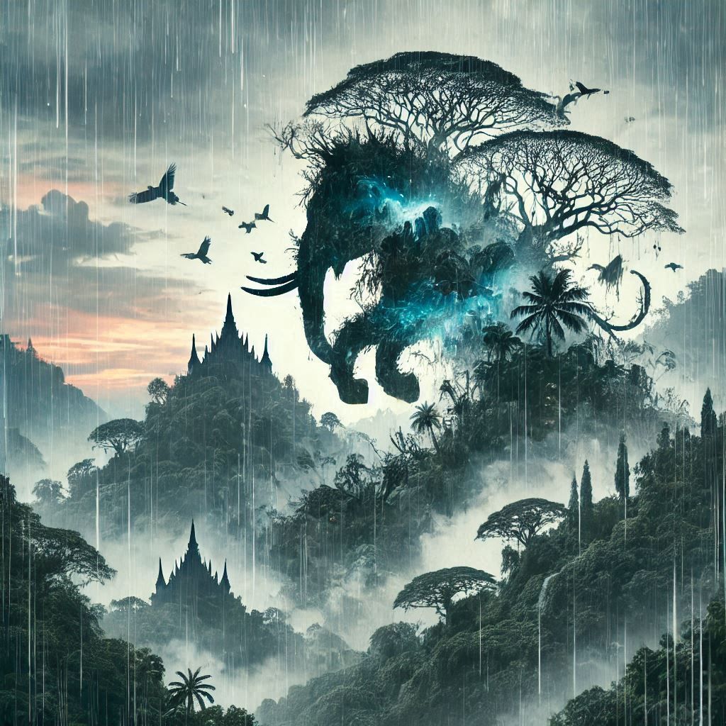 double exposure beautiful fantasy DALL-E 3 portrait landscape..