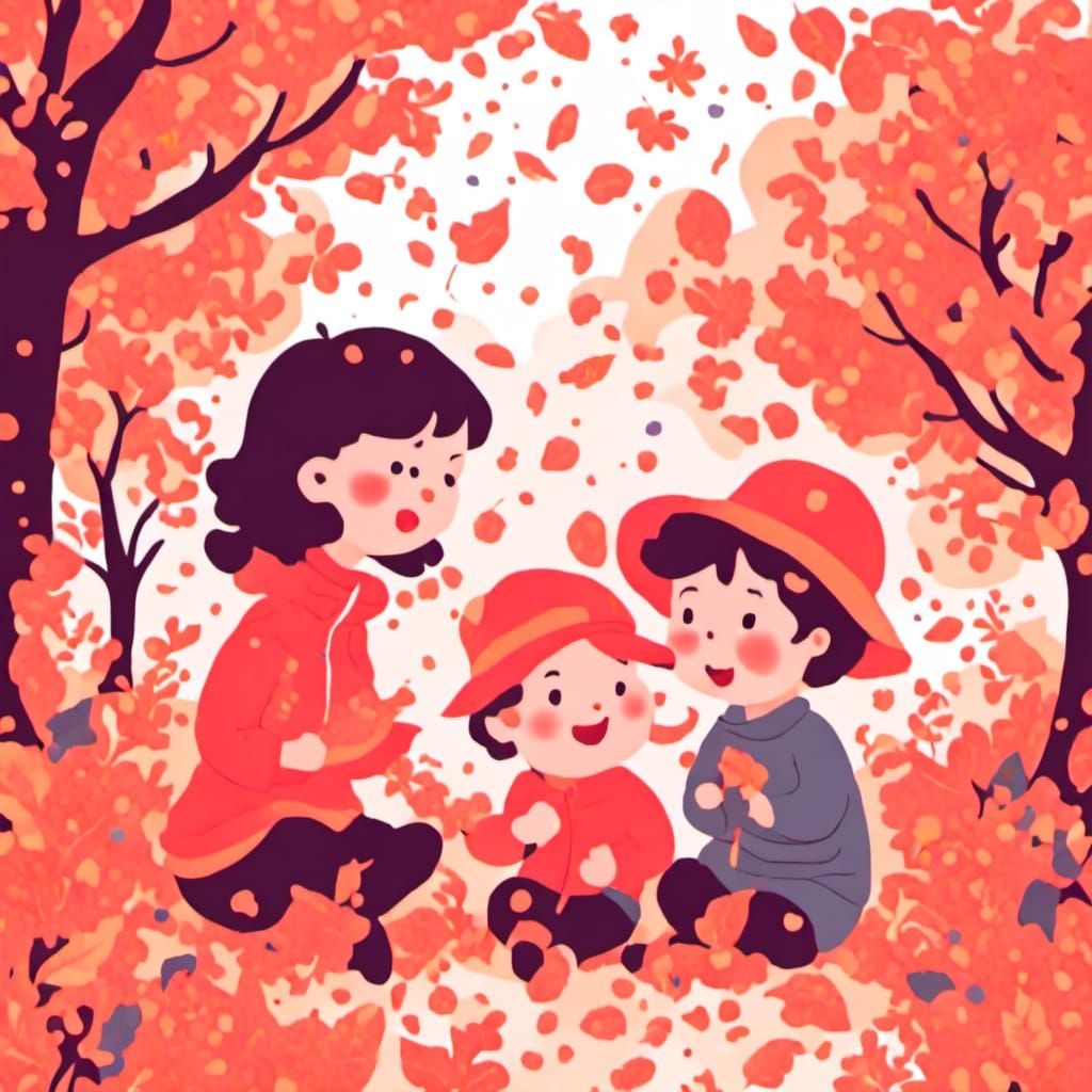 Beautiful Cute Toddlers Watching With Wonder The Leaves Chan...