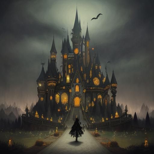 Very cute and friendly vampire park 
Extreme theme park by Mikhail Vrubel, Francisco Goya and Thomas Gainsborough