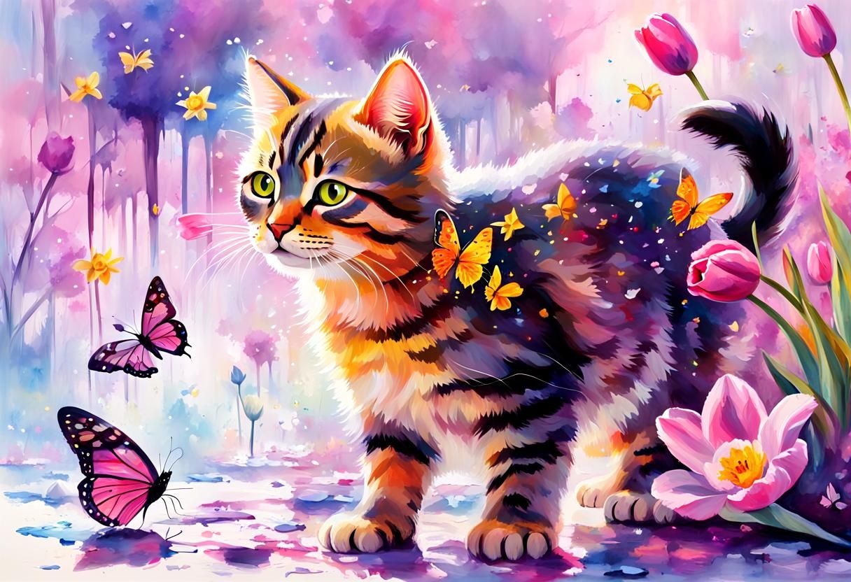 Whimsical Wonders: Kitten's Forest Adventure