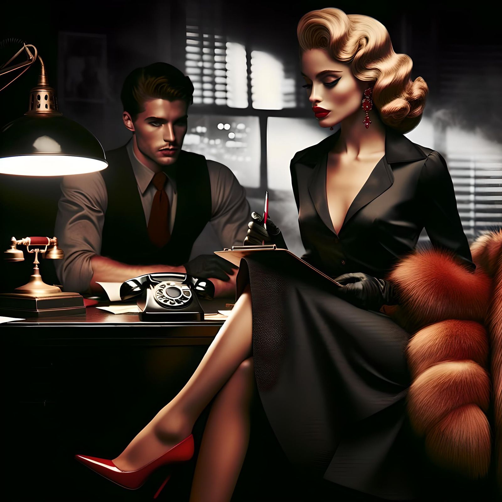 A 64k,  beautiful black,  and white, and red style monochrom...