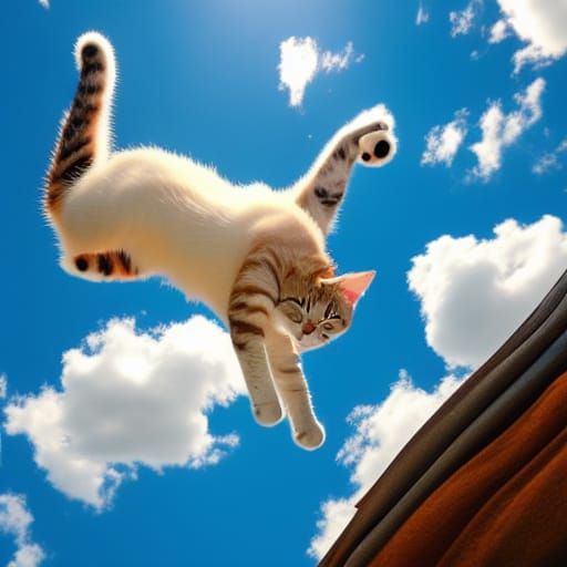 Cats are flying in blue sky. - AI Generated Artwork - NightCafe Creator