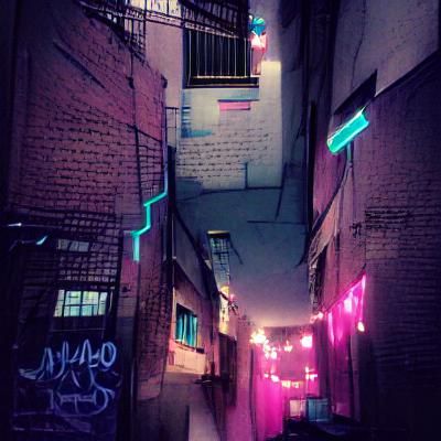 A Quiet Isolated Night In A City Alleyway With Neon Lights All Around Ai Generated Artwork Nightcafe Creator