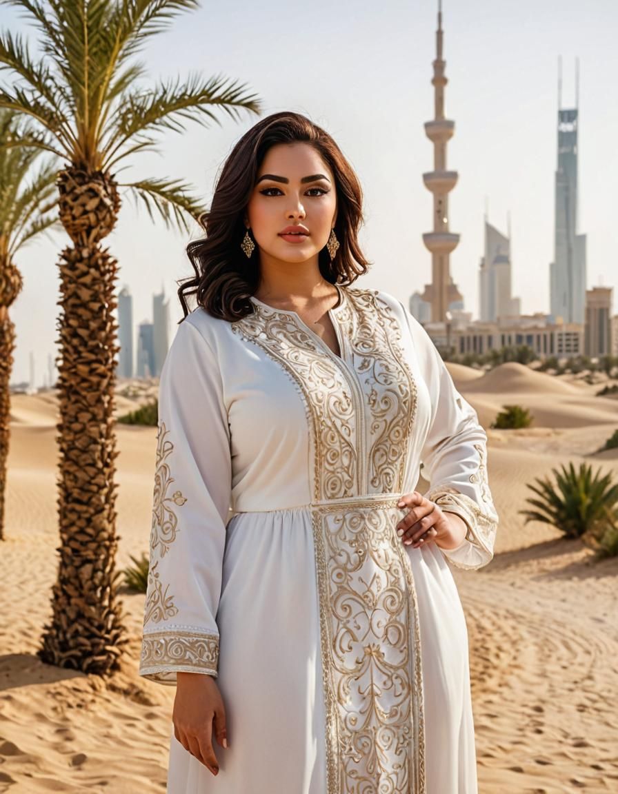 Kuwaiti Woman Portrait with Desert Landscape