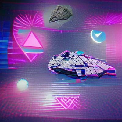 Retrowave Millennium Falcon