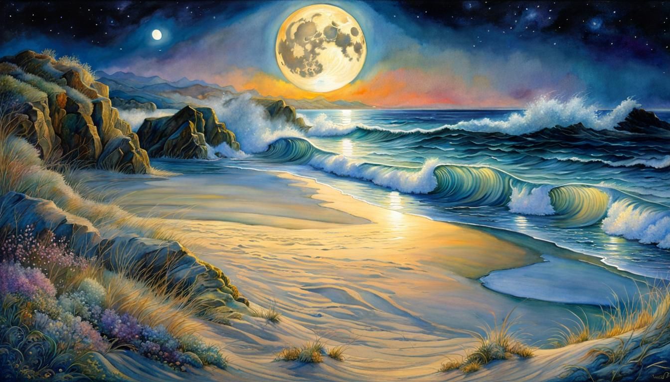 Midnight seascape