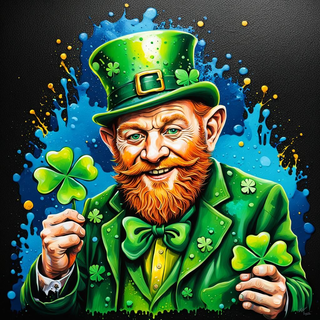 Irish leprechaun with shamrocks