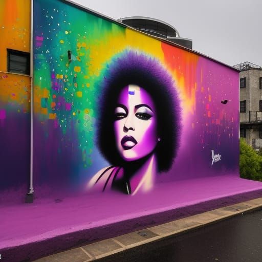 I only want to see you bathing in the purple rain, graffiti art AI
