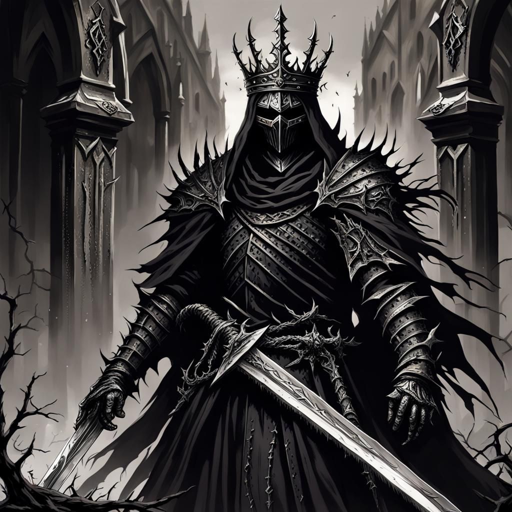 Grimdark Demonic Knight in Dark Fantasy Forest