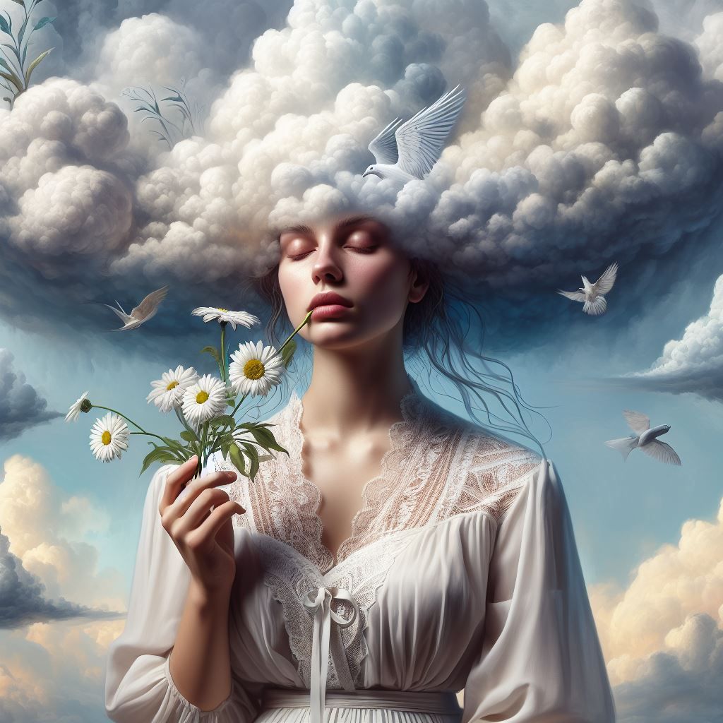 Avoir la tête dans les nuages -To have the head in the cloud...