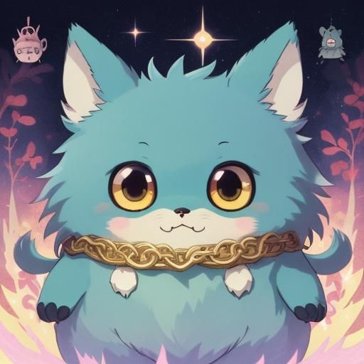 A Studio Ghibli style anime illustration of a cute critter w...