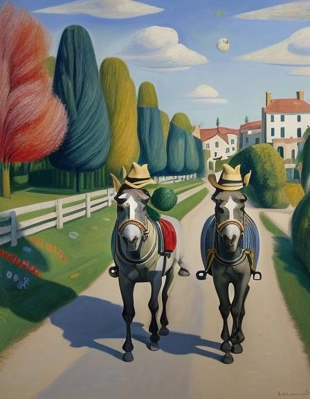 Sur le chemin de halage En bonnets de fous Deux bourricots. ...