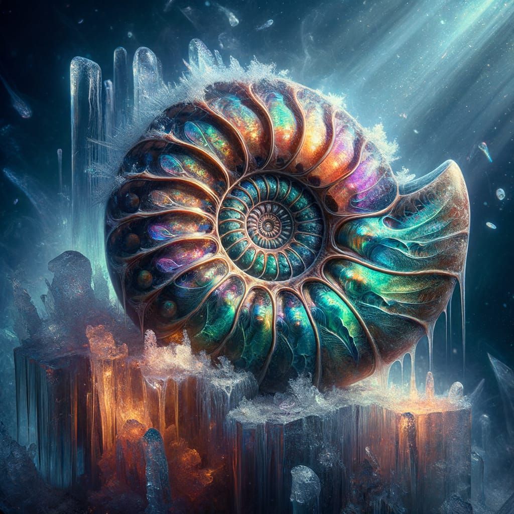 Iridescence of a fossilized ammonite