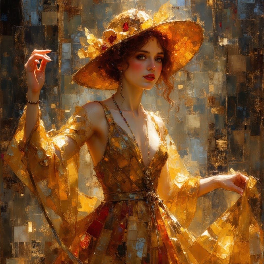 Gypsy Dancer in Fantasy Realm, Surrealist Style Portrait