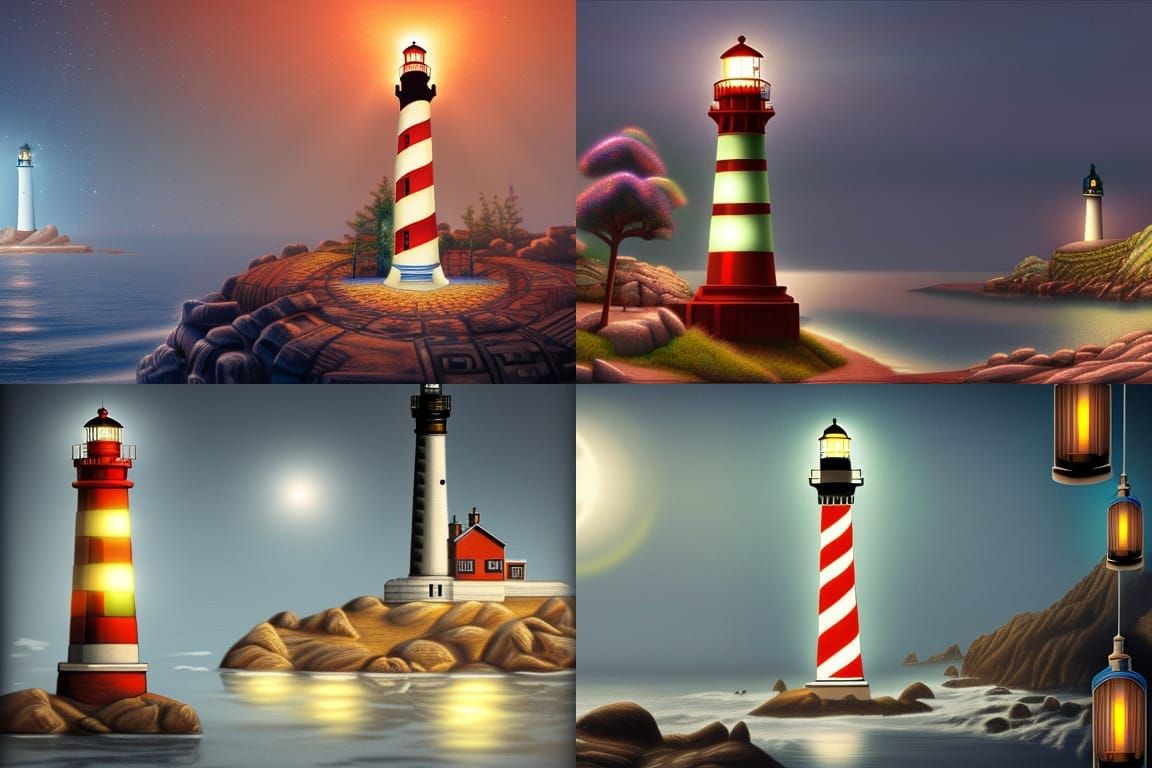 Lighthouses in space AI Generated Artwork NightCafe Creator